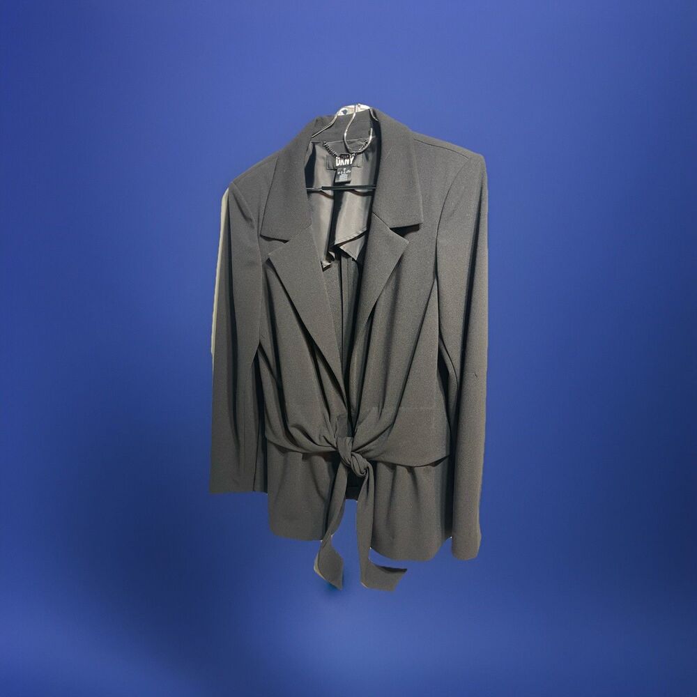 New With Tags DKNY Women’s Tie Front Black Blazer Size 14 #0280
